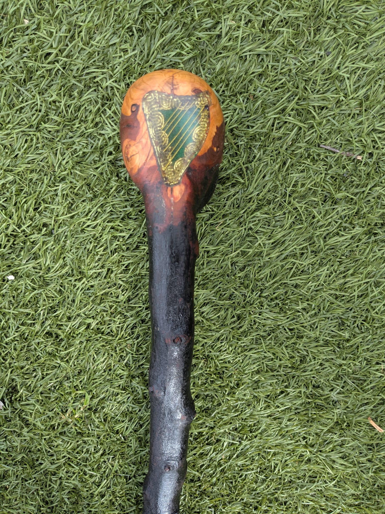 Short Blackthorn Shillelagh with Golden Harp inlay