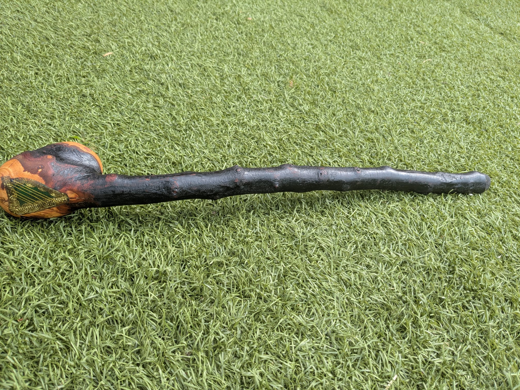 Short Blackthorn Shillelagh with Golden Harp inlay