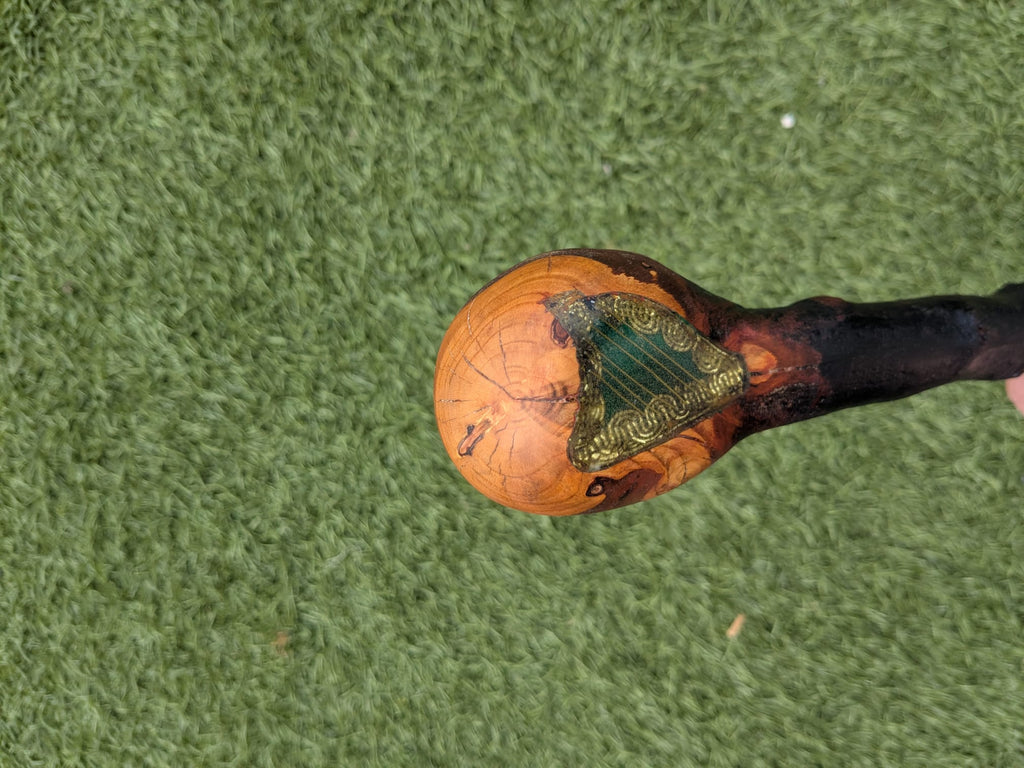 Short Blackthorn Shillelagh with Golden Harp inlay