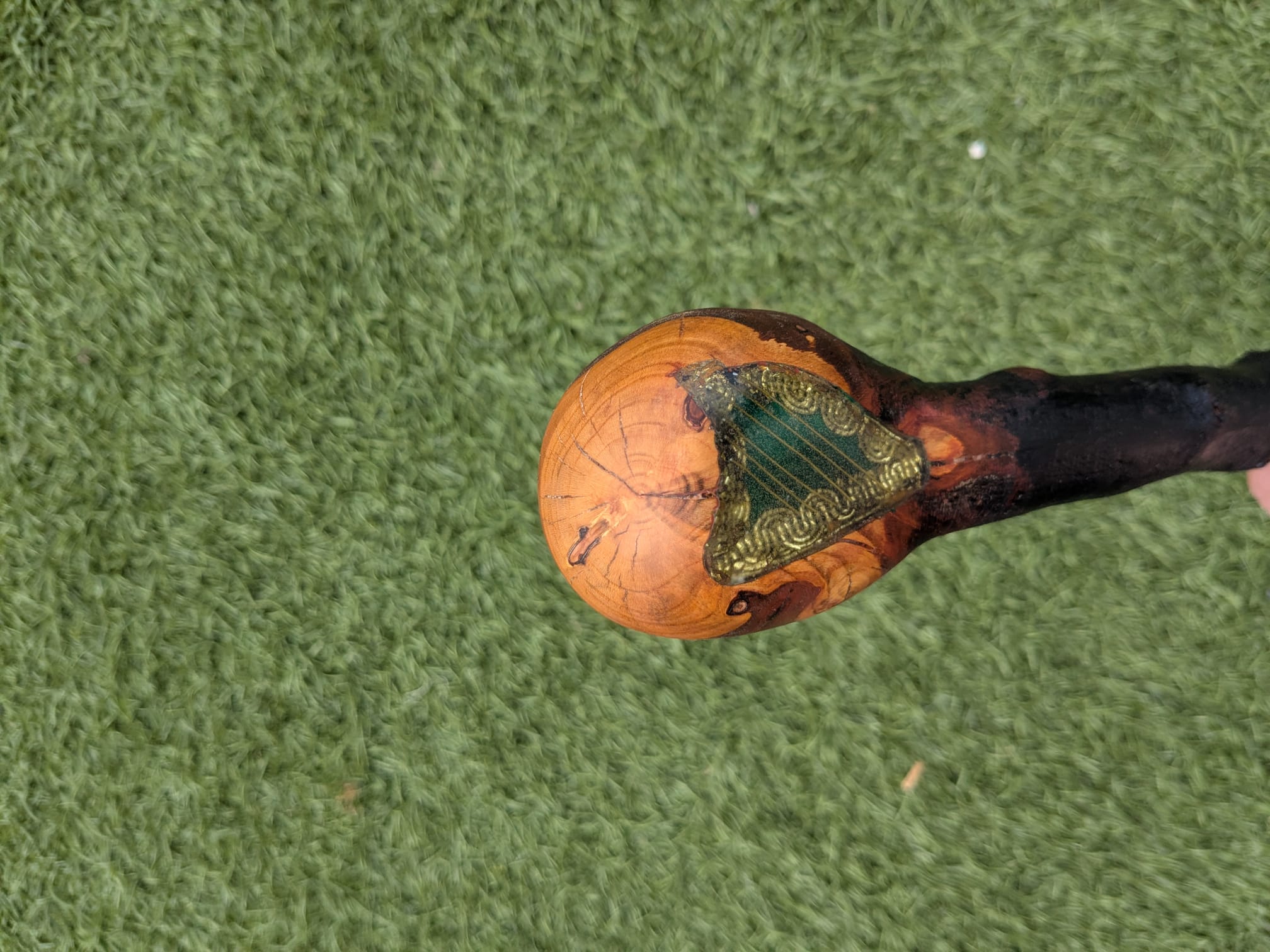 Short Blackthorn Shillelagh with Golden Harp inlay